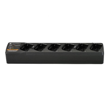 The Motorola PMLN6384 MUC Charger holds up to six radios or batteries simultaneously with this sleek and functional design. Each pocket includes an LED indicator, providing charge info. A must have for any busy warehouse or construction site. The Motorola PMLN6384 MUC Charger holds up to six radios or batteries simultaneously with this sleek and functional design. Each pocket includes an LED indicator, providing charge info. A must have for any busy warehouse or construction site.