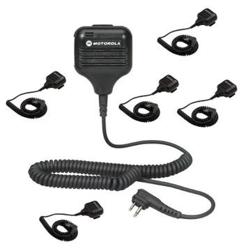 Get your Six Pack of this Populare Motorola HKLN4606 remote speaker microphone for 2-Pin business two way radios. Perfect for security and construction jobs and works with the CLS, DLR, DTR, RDU, RDV, RMM, RMU and RMV series radios.