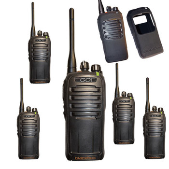 Get a Six Pack of the Blackbox DMR GO UHF radio with battery, charger, antenna, 4 watts of power included.  Affordable and tough, this 16 Channel x 2 Simplex Slots will keep you talking with it's long life lithium ion battery.
