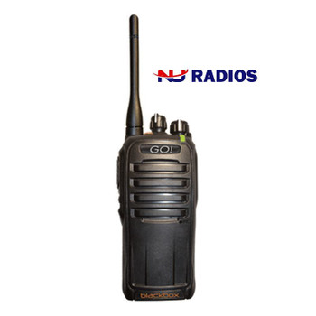 The Blackbox DMR UHF GO 2-way radio offers 32 UHF channels in digital analog capability in an affordable radio. IP56 water resistant construction for durability.