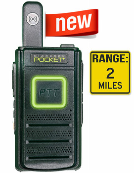 The Black Box POCKET+ UHF 16 Channels has an Output of 1.5W. Voice Prompt, VOX Function, Scan Function and Scramble Function. Great low cost (under $90) two way business radio.