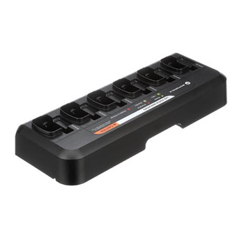 The R2 Series MUC unit will fully charge a battery in 2 to 3 hours, depending upon the battery capacity. The Motorola PMLN6588 can charge a battery alone or connected to a radio. This unit also provides a central storage location for radios at the end of a workshift.