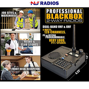 Klein Blackbox Two way radio Digital DMR base station has 4 watts transmit power. Dual band UHF and VHF with LCD Display. 136-174 MHz VHF, 400-480 MHz UHF. A loud speaker with PTT button and is Keypad programmable for easy field use. Klein Blackbox Two way radio Digital DMR base station has 4 watts transmit power. Dual band UHF and VHF with LCD Display. 136-174 MHz VHF, 400-480 MHz UHF. A loud speaker with PTT button and is Keypad programmable for easy field use.