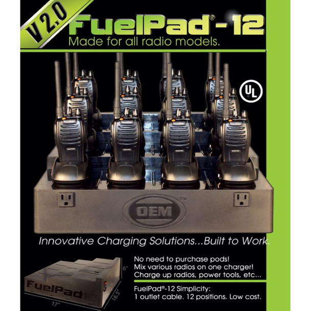 OEM FuelPad 12 multi charging station for two way radios is easy to use and works with up to 12