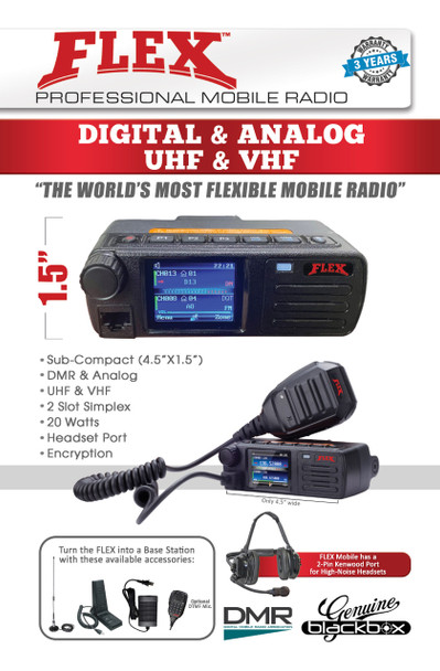 Blackbox FLEX Mobile Radio, Easy Install, High power: 20w UHF, USB Programmability, Alpha-Numeric Display and much more.