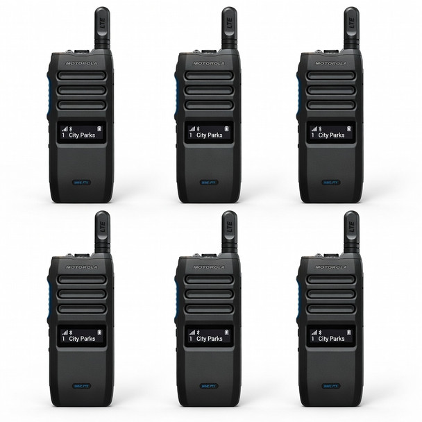 Get a Six Pack of Motorola TLK110 WAVE Two Way Radios. Keep employees connected and accountable with louder, clearer audio, enhanced coverage, and improved location tracking, all while improving focus without a distracting screen to get in the way. Forget building out or maintaining a costly radio infrastructure. Get your team up and running quickly by deploying nationwide push-to-talk in less than 24 hours.
