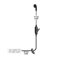 Single-Wire Earpiece with comfortable earbud speaker.

In-line push-to-talk (PTT) button & microphone.
Extra strong cabling and strain relief.
Clothing Clip.
Left or right ear usage.