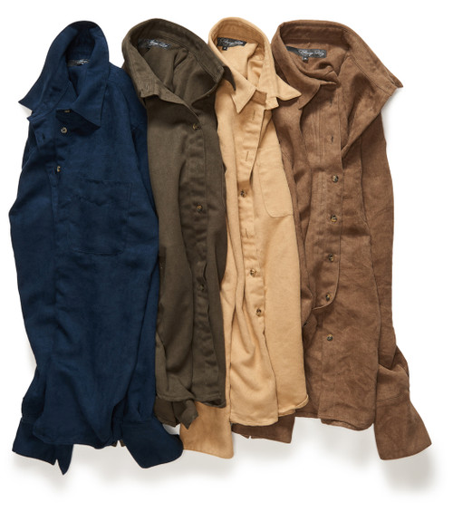 The Suede Ivy is available in four colors. From left to right: Dark blue, forest, fawn and saddle microsuede.