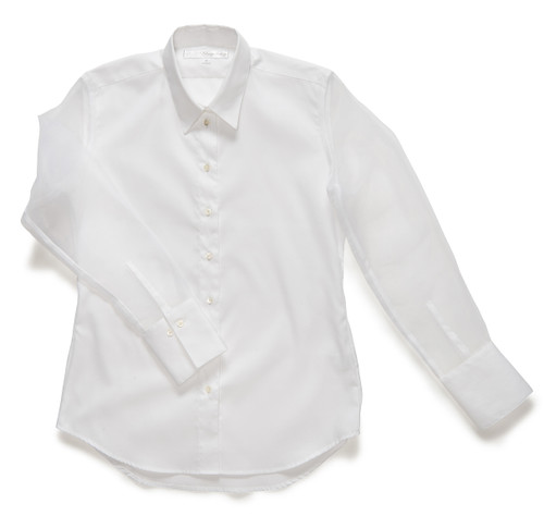 The Sheer Sleeved Shirt in white is made with a 100% easy-care cotton shirting.