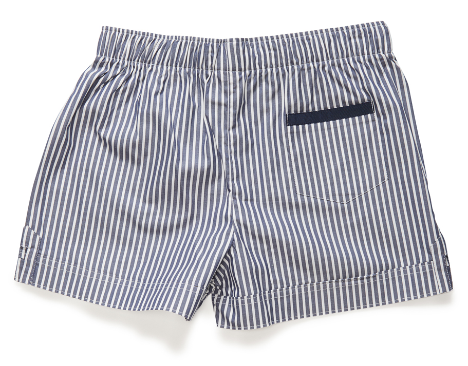 The Boxer in military blue stripe pinpoint.