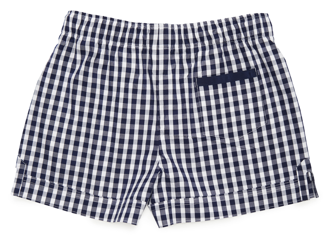 The Boxer in marine blue check.