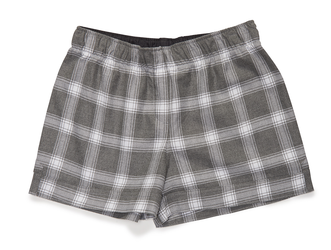 The Flannel Boxer in gray pepper plaid.