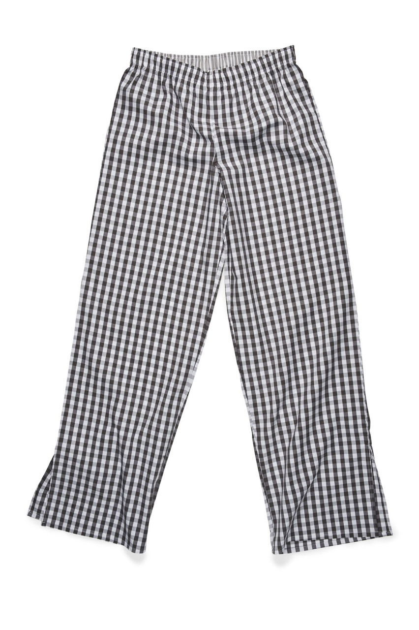 The Pajama Pant in smoked gray pearl check pinpoint.