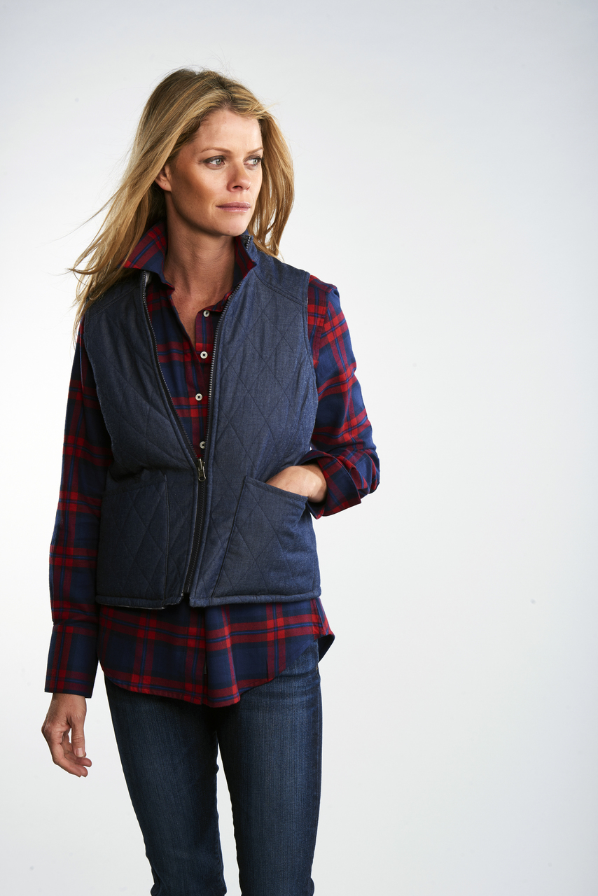 Why not pair our blue + red plaid Flannel Ivy with our reversible C + K Gilet?