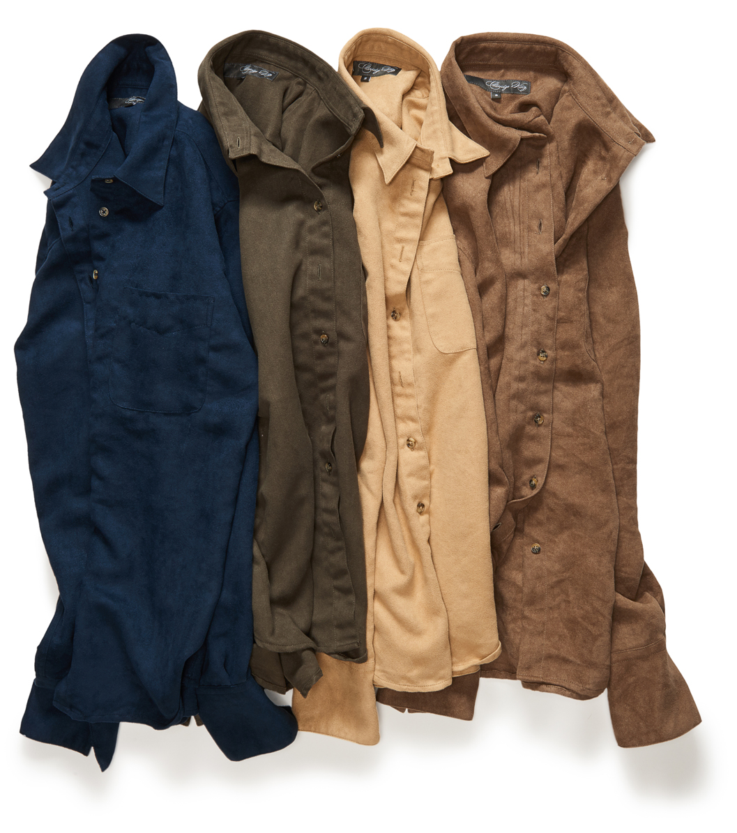 The Suede Ivy is available in four colors. From left to right: Dark blue, forest, fawn and saddle microsuede.