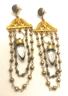 Quartz Crystal and Pyrite Earrings