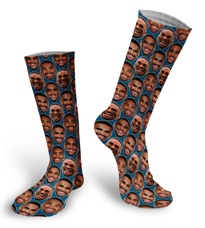 Jalen Hurts  faces socks