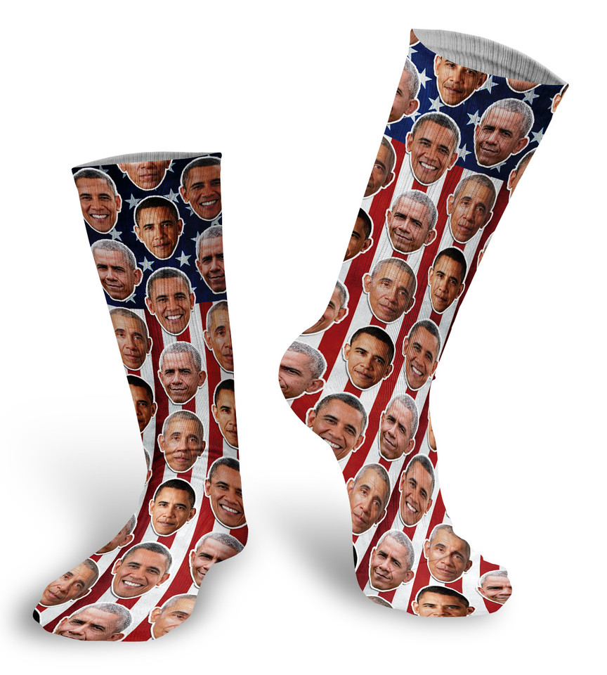 President Barack Obama faces socks