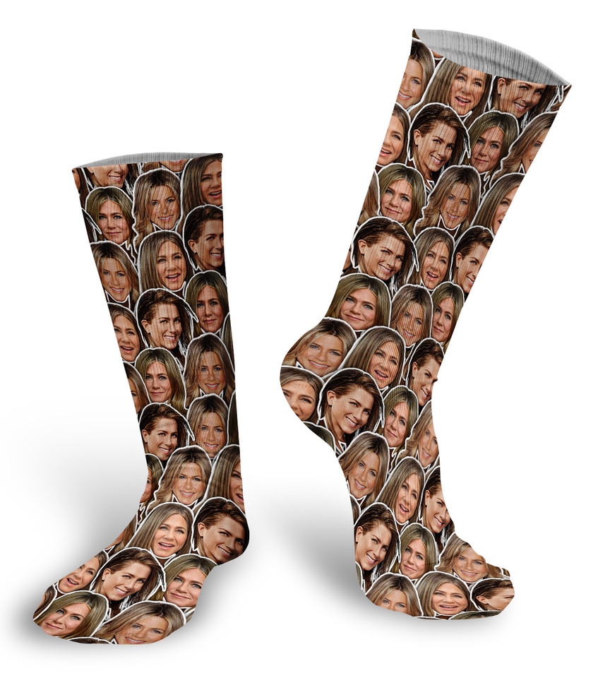 Jennifer Aniston faces Socks