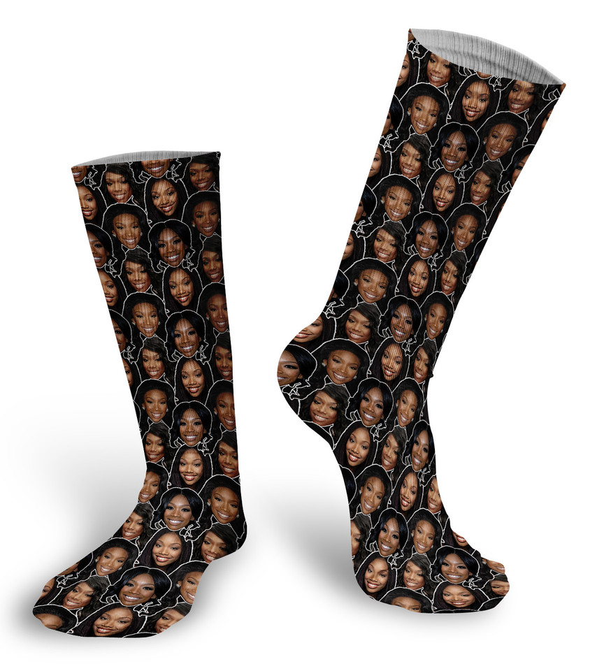 Brandy Norwood faces socks