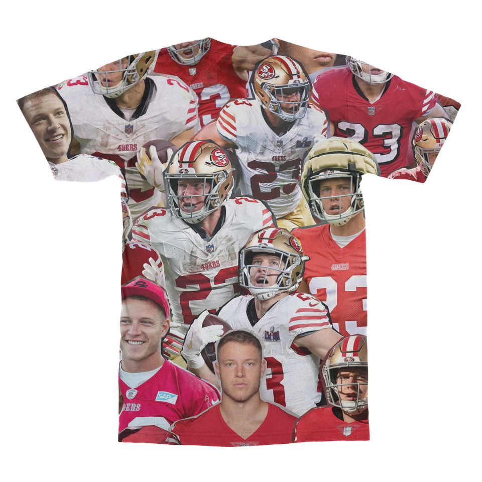 Christian McCaffrey (SF 49ers) Photo Collage T-shirt back