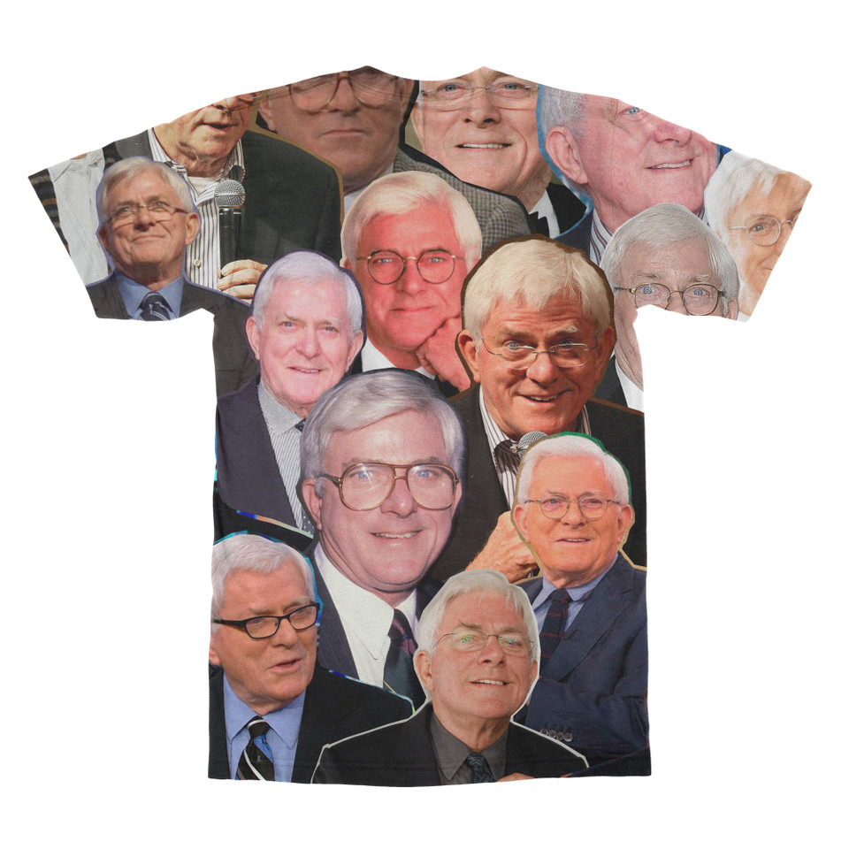 Phil Donahue Photo Collage T-Shirt back
