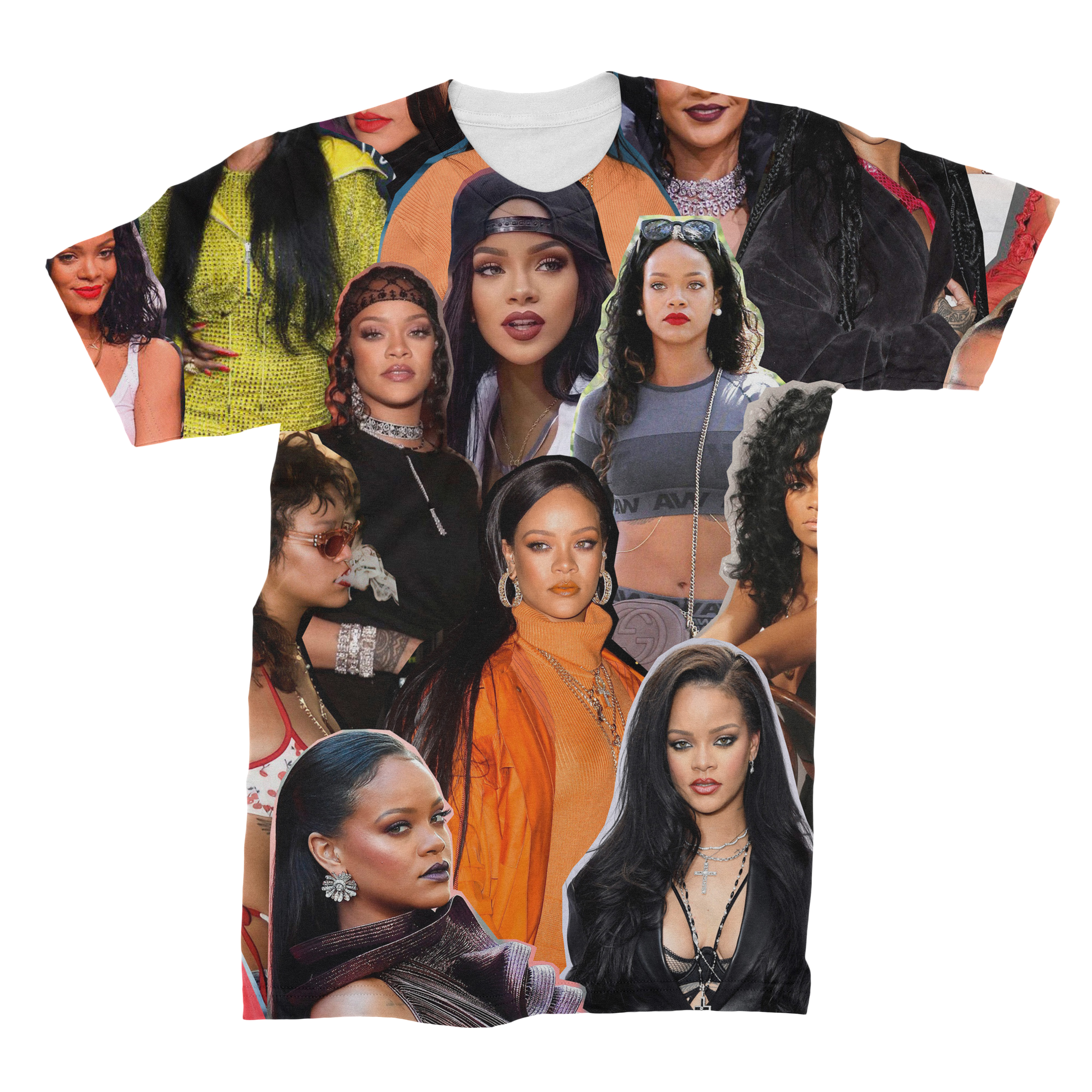 overskydende syg Mikroprocessor Rihanna Photo Collage T-Shirt - Subliworks