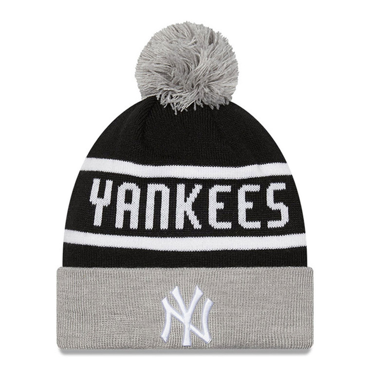 NEW ERA New York Yankees MLB Bobble Beanie Hat [Grey/Black]