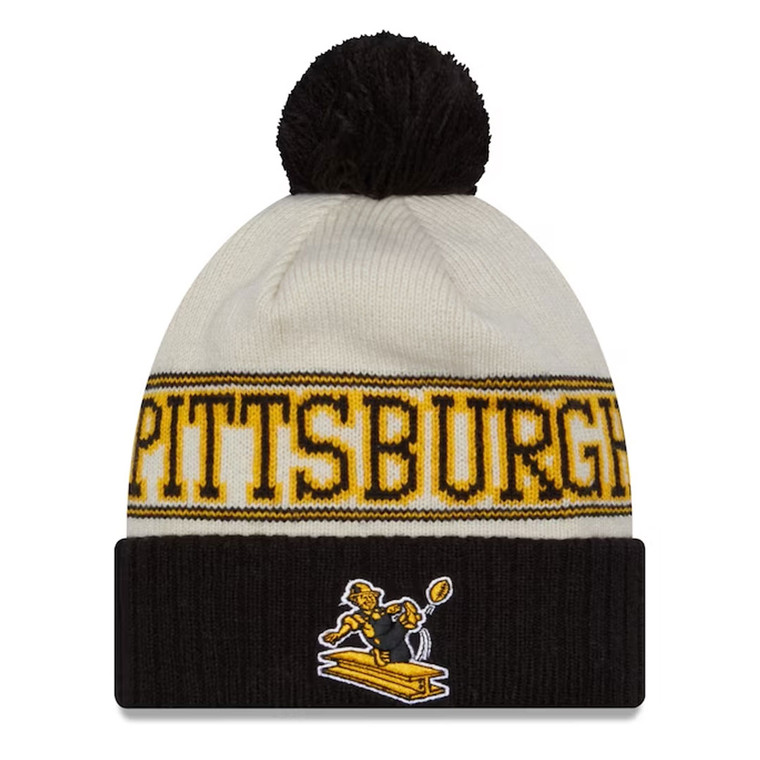 NEW ERA Pittsburgh Steelers NFL23 historic sideline knit bobble beanie hat [black/cream]