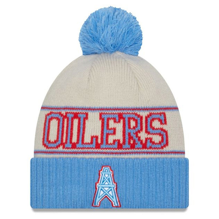 NEW ERA Houston Oilers NFL23 historic side-line knit bobble beanie hat [sky blue/cream]