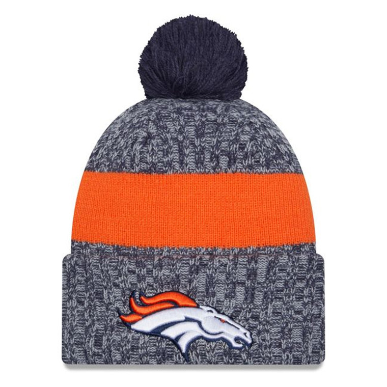 NEW ERA Denver Broncos NFL23 side-line sport knit bobble beanie hat [blue/cream/orange]