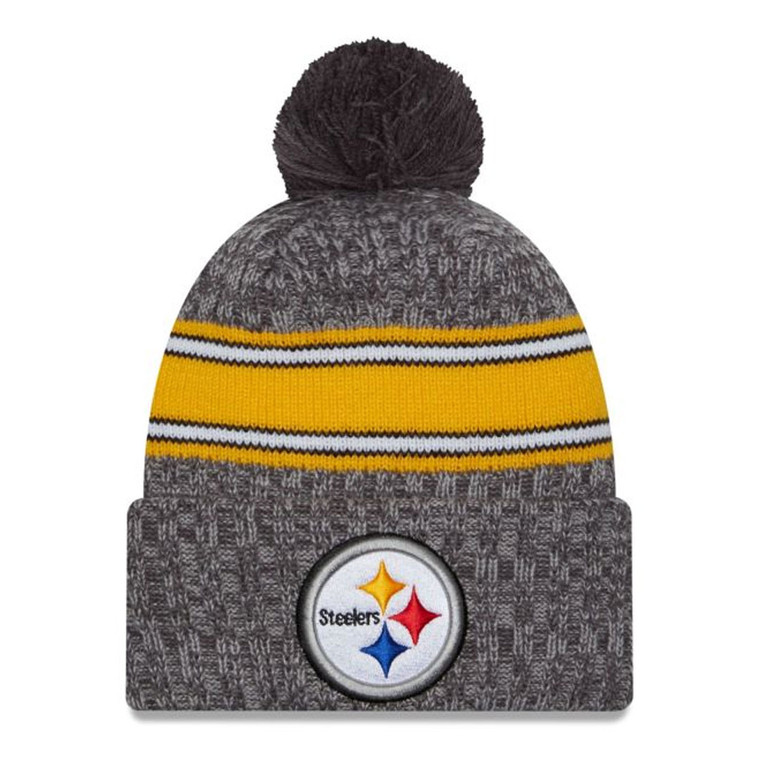 NEW ERA Pittsburgh Steelers NFL23 side-line sport knit bobble beanie hat [grey/yellow/white]