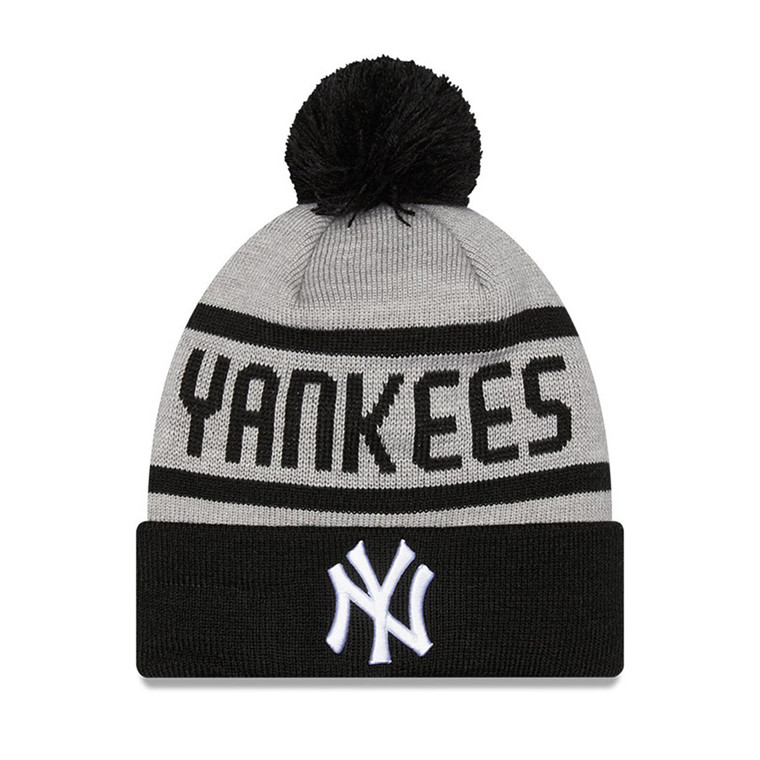 NEW ERA New York Yankees Kids Bobble Beanie Hat [Grey/Black]