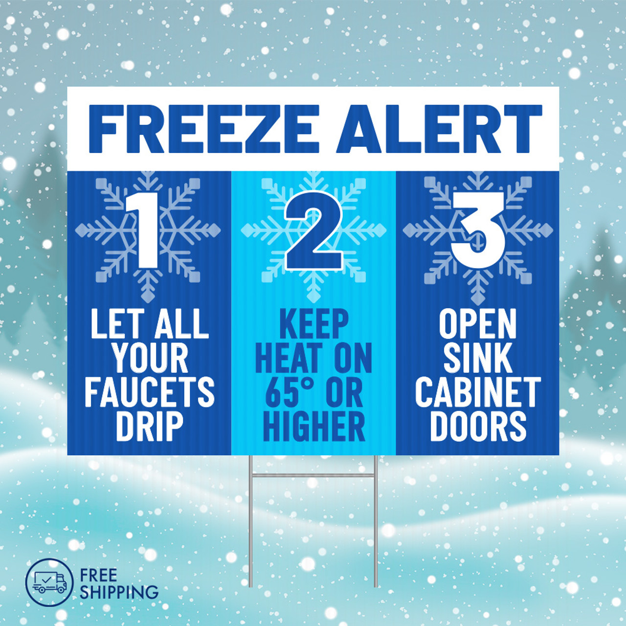 24" x 18" Freeze Warning Bandit Signs - Freeze Alert Steps