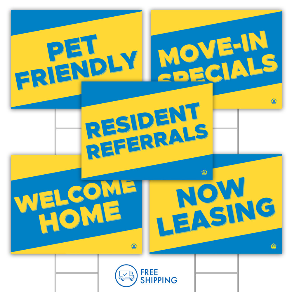 24" x 18" Yellow and Blue Slant Bandit Signs (Pack Of 10)