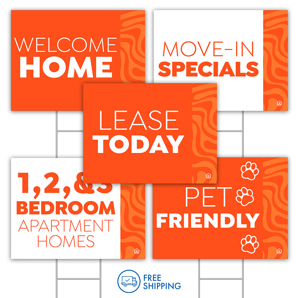 24" x 18" Orange Squiggles Bandit Signs (Pack Of 10)