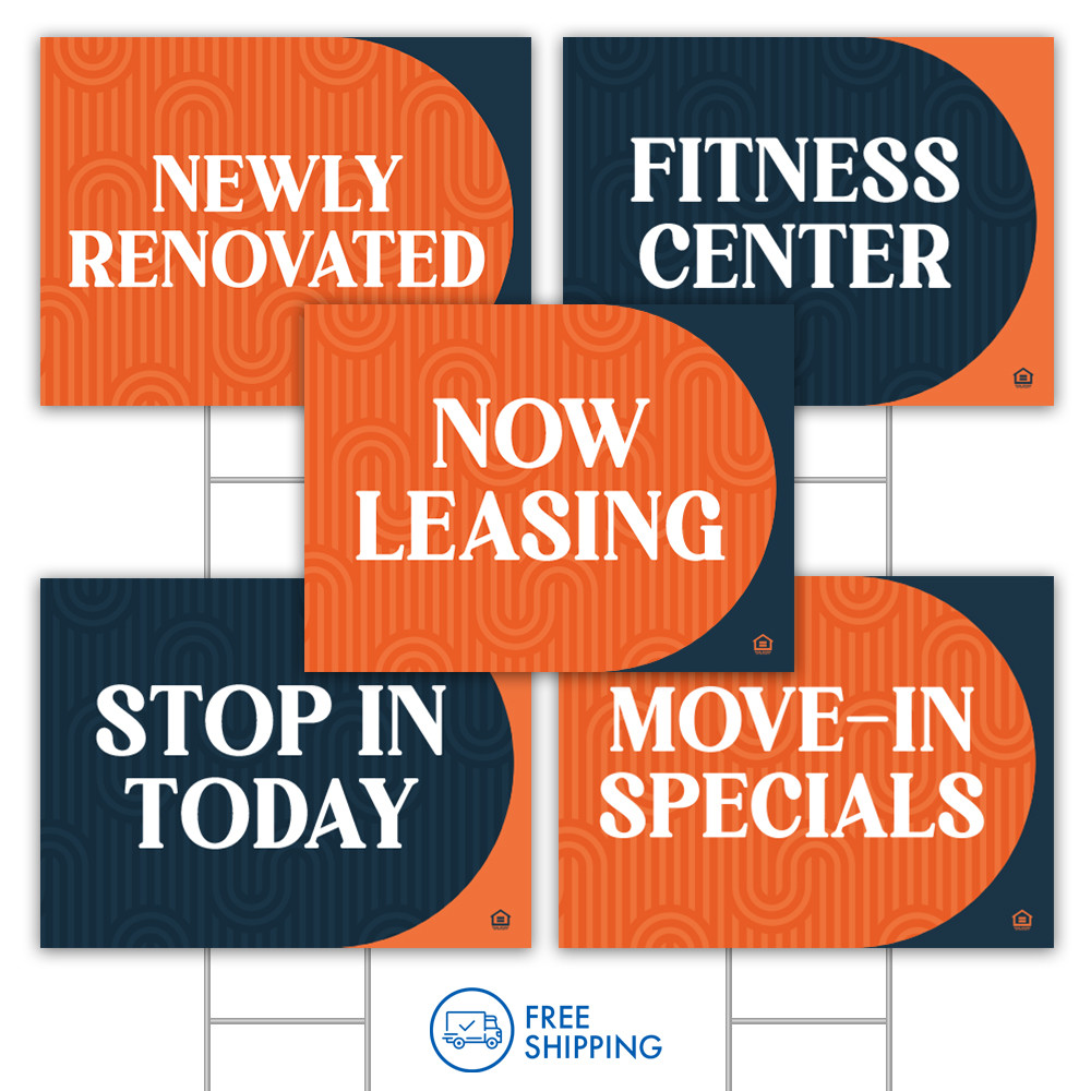 24" x 18" Orange and Navy Retro Bandit Signs (Pack Of 10)