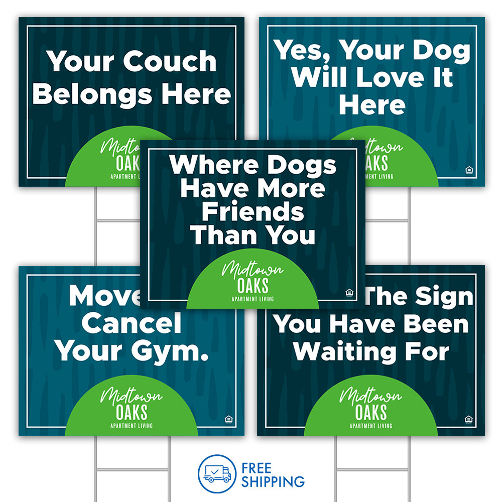 24" x 18" Blue and Green Half Circle Bandit Signs (Pack Of 10)