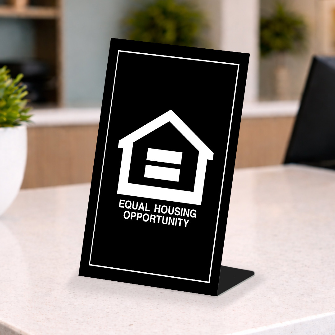 HUD Equal Housing 4" x 6"  Engraved Pedestal Sign- Plastic