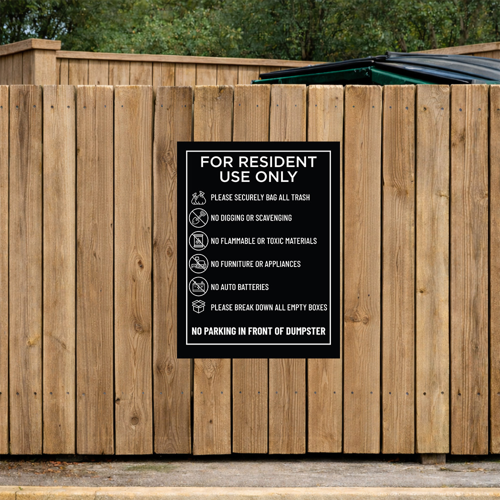 Dumpster Rules Sign Black - 20" x 30"