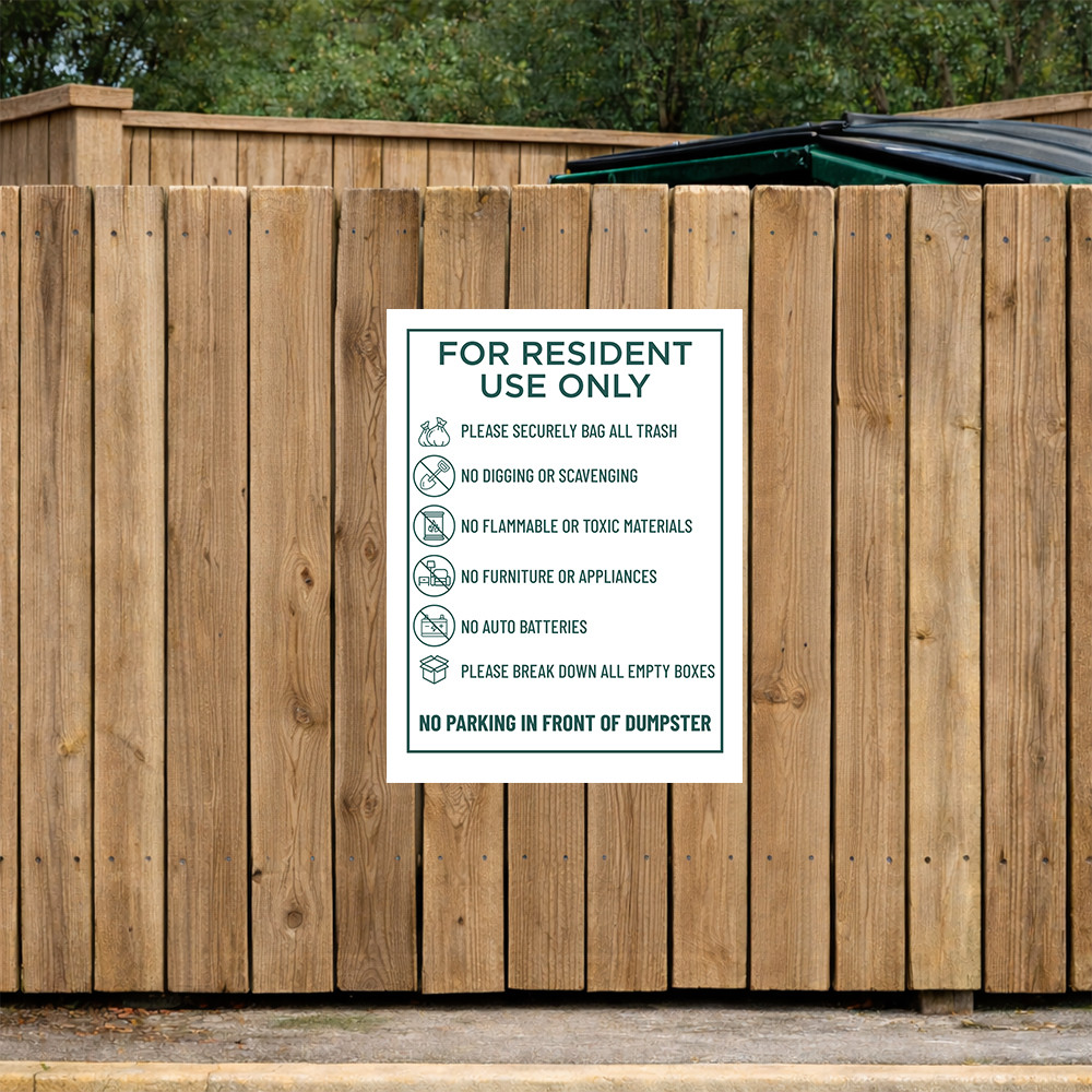 Dumpster Rules Sign Green - 20" x 30"
