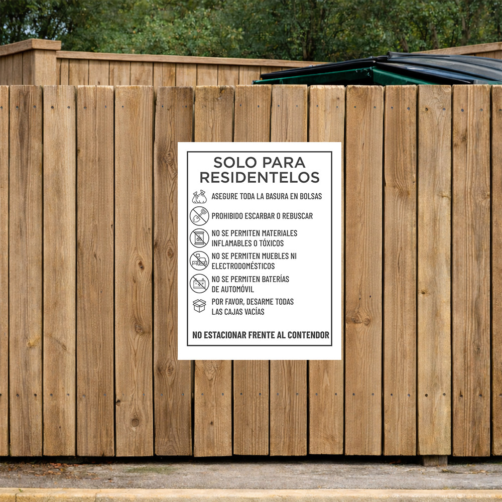 Dumpster Rules Sign Grey - 20" x 30"