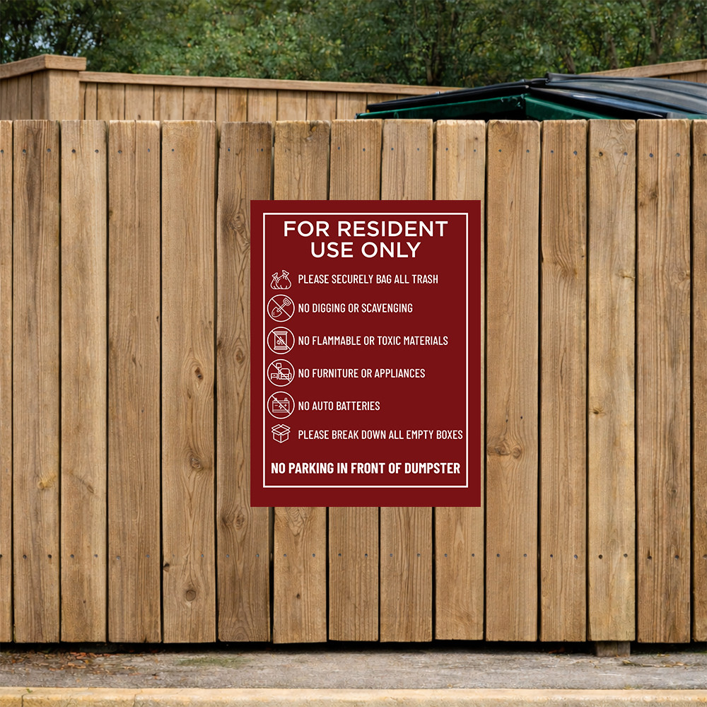 Dumpster Rules Sign Red - 20" x 30"