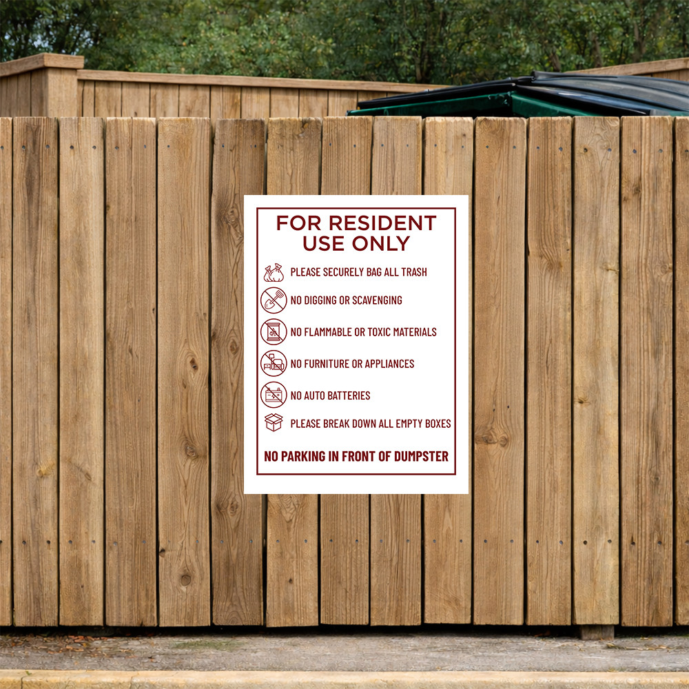Dumpster Rules Sign Red - 20" x 30"