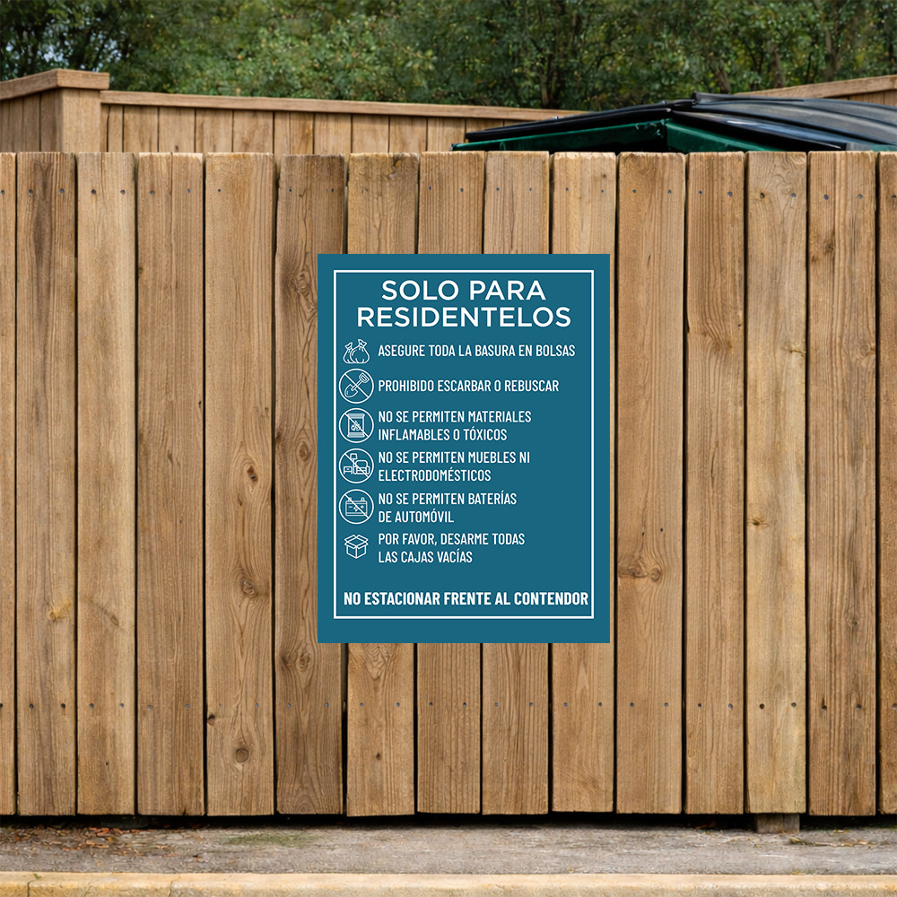 Dumpster Rules Sign Teal - 20" x 30"