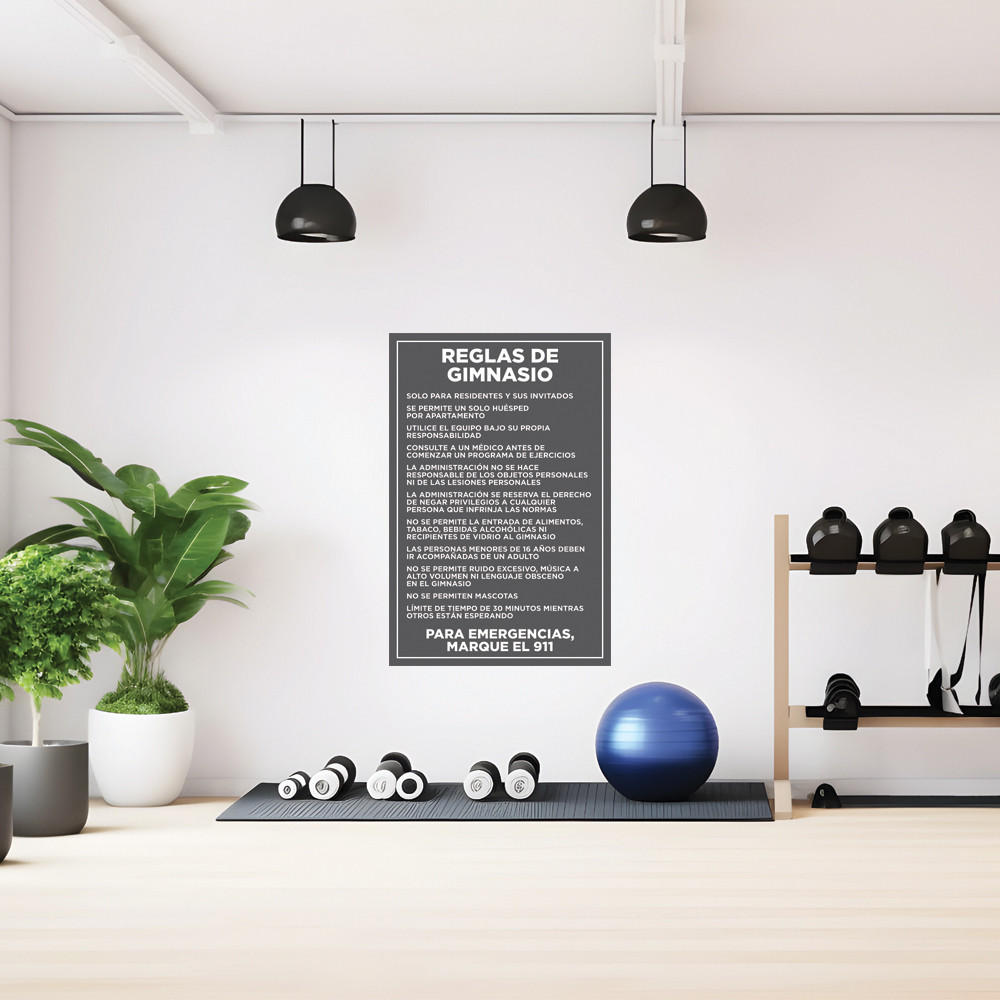 Fitness Center Rules Sign Grey - 20" x 30"