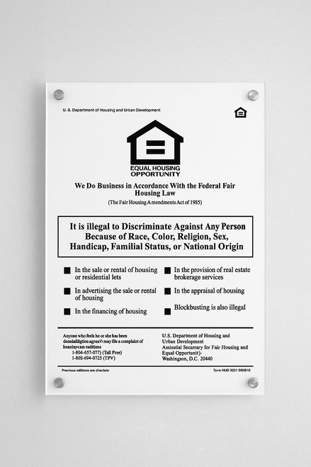 Acrylic Fair Housing Sign Acrylic Fair Housing Sign