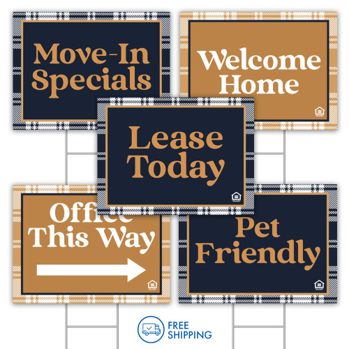 24" x 18" Gold and Navy Flannel Bandit Signs (Pack Of 10)