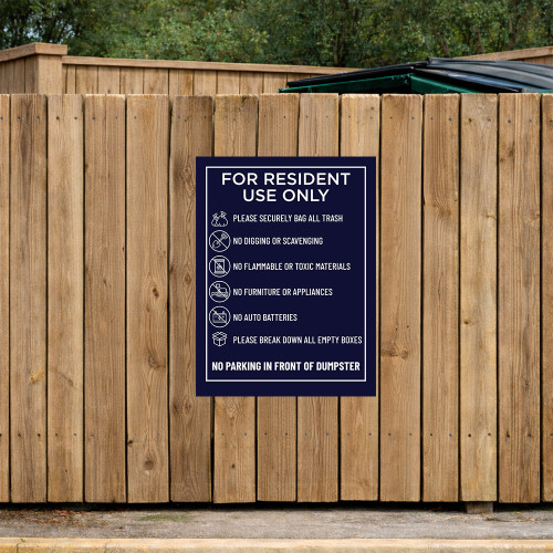 Dumpster Rules Sign Navy - 20" x 30"