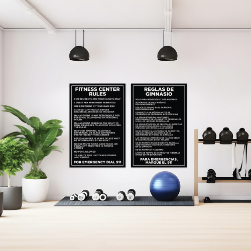Fitness Center Rules Sign Black - 20" x 30"